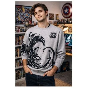 MARVEL Comics We are Venom Graphic Crewneck Sweatshirt Sz M Grey Black Y2K